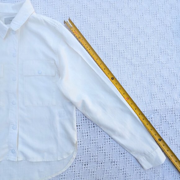 Triarchy Women's White Long Sleeve Shirt Oversized Organic Cotton Blend Size S - Picture 6 of 7